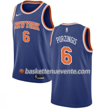 Maillot Basket New York Knicks Kristaps Porzingis 6 Nike 2017-18 Bleu Swingman - Homme